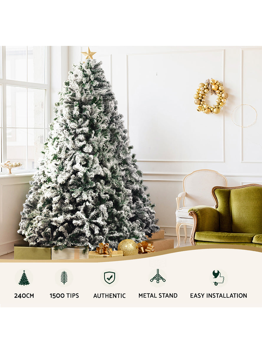 Jingle Jollys Snow Flocked Christmas Tree 240cm - Information Image 1