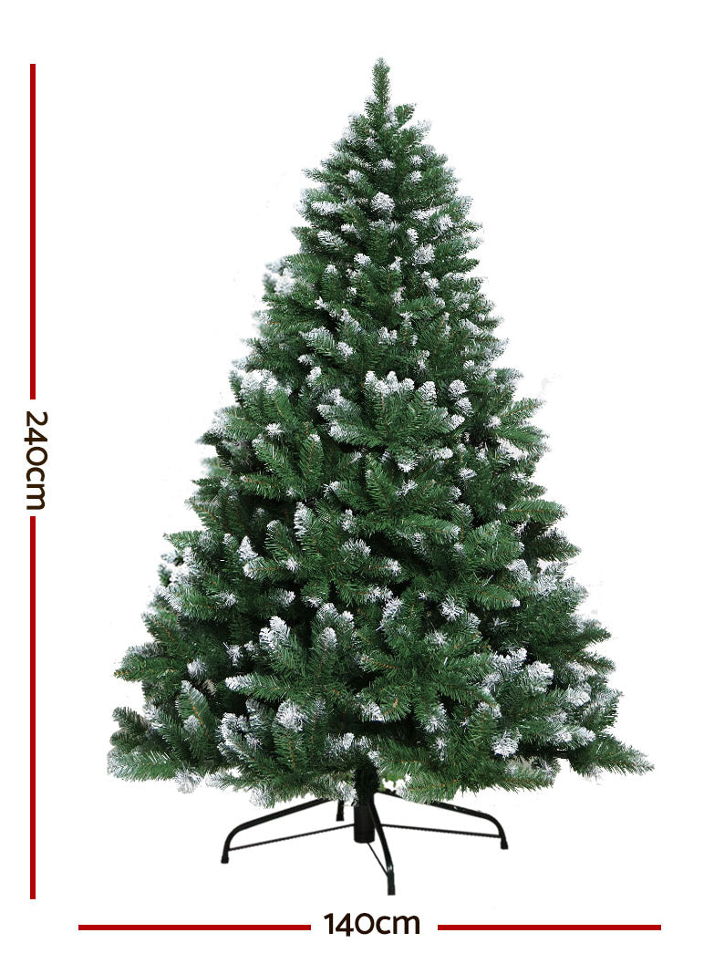 Snow Tipped Green Christmas Tree 240cm - Dimensions Image