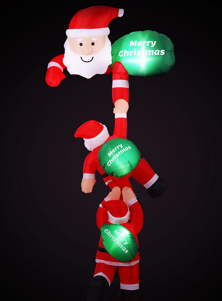 Jingle Jollys Inflatable Climbing Santa Christmas Decoration 250cm - Black Background Image
