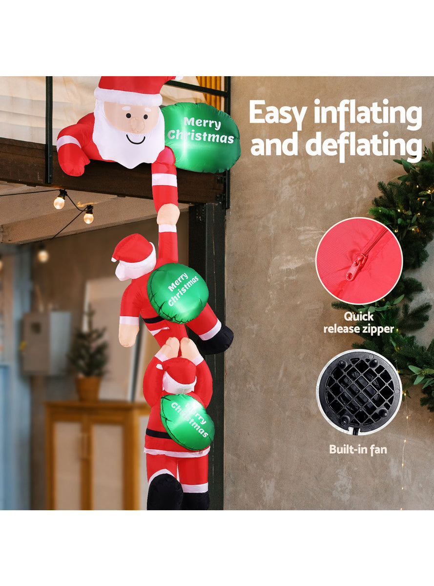 Jingle Jollys Inflatable Climbing Santa Christmas Decoration 250cm - Inflation Details Image