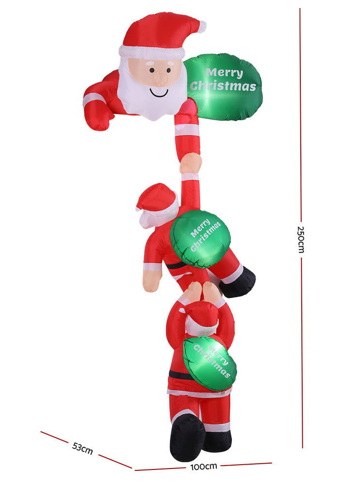 Jingle Jollys Inflatable Climbing Santa Christmas Decoration 250cm - Measurements Image