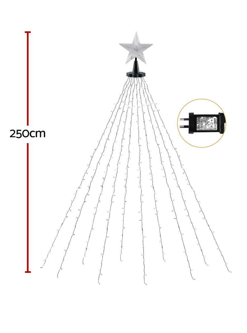 250cm Waterfall String Lights Warm White Christmas Decoration - Dimensions Image