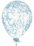 Image of Light Blue 5 Pack 25cm Confetti Latex Balloons With Sticks