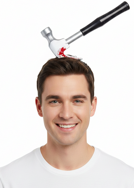 Novelty Bloody Hammer on Headband Halloween Accessory - Main Image