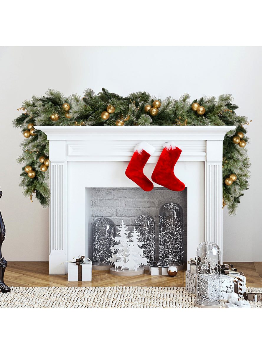 Green Christmas Garland With Lights And Gold Decorations 270cm - Alternate Image 1