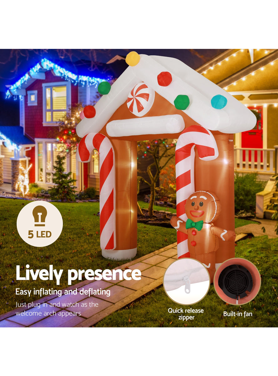Jingle Jollys Gingerbread Archway Inflatable Christmas Decoration 280cm - Information Image 2