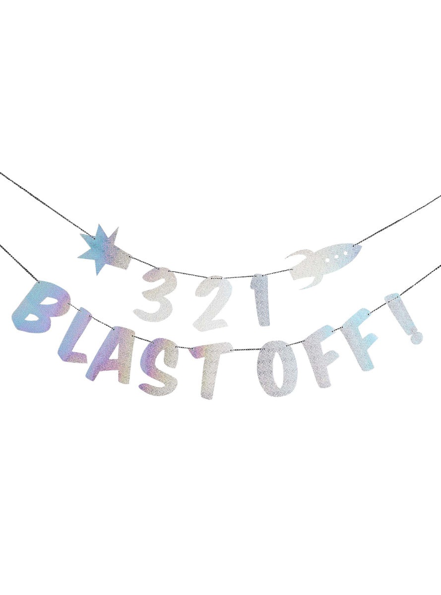 3 2 1 Blast Off 2m Long Party Banner — Main Image