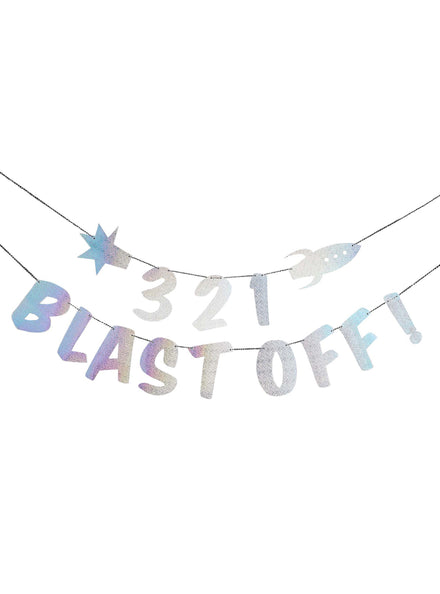 3 2 1 Blast Off 2m Long Party Banner — Main Image