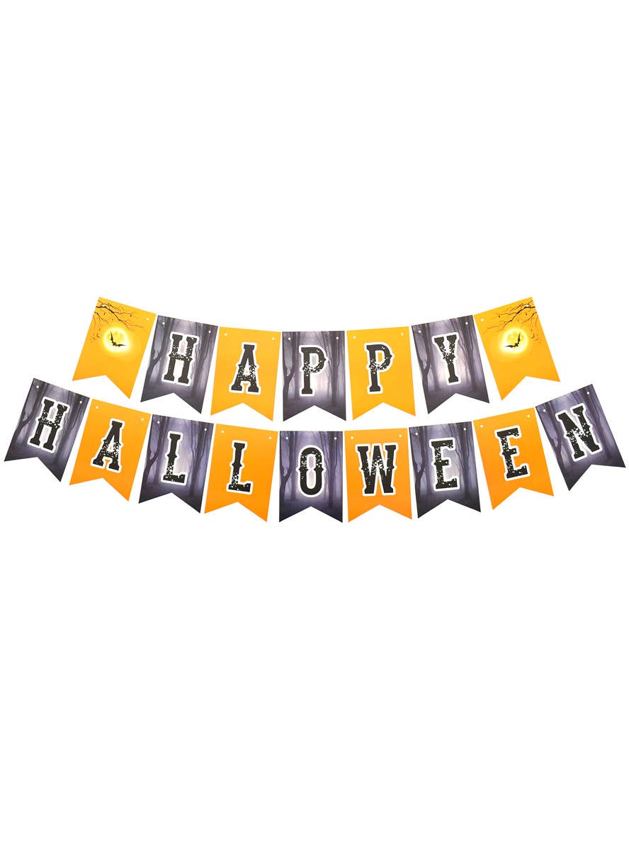Image of Hanging Orange and Black Happy Halloween Bunting Decoration