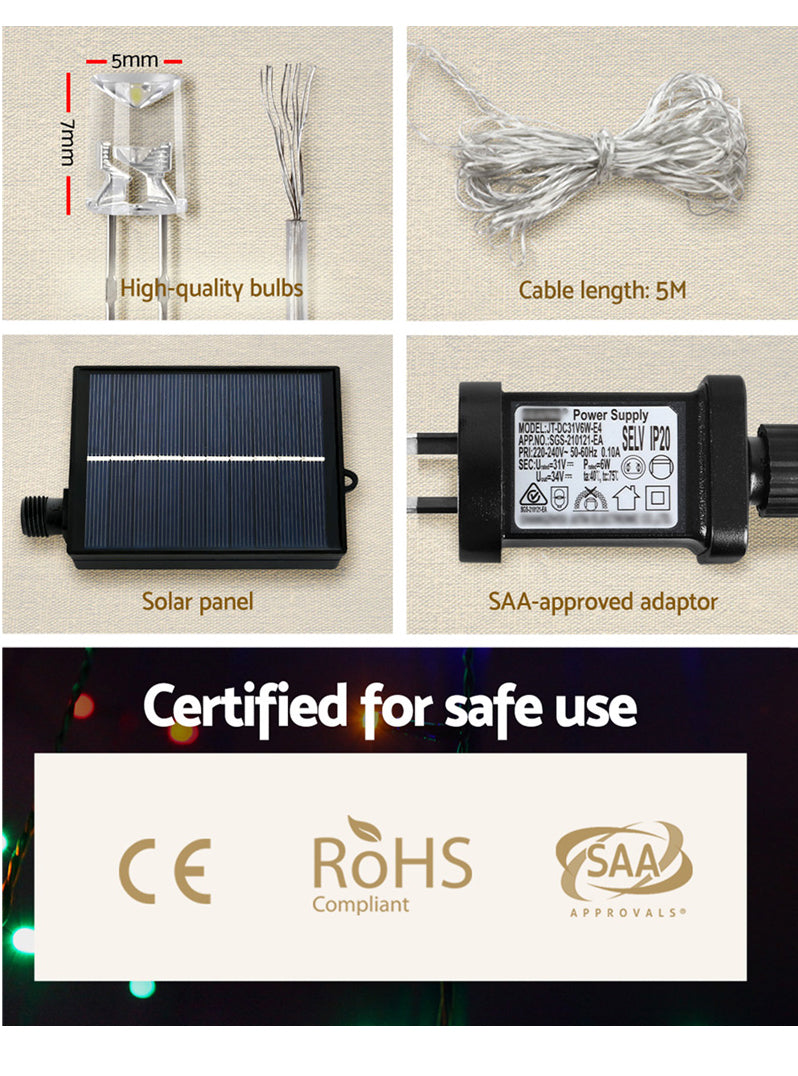 Multicolour Light Up Solar Powered String Light Decoration With Star 3 Metre - Info Image 4