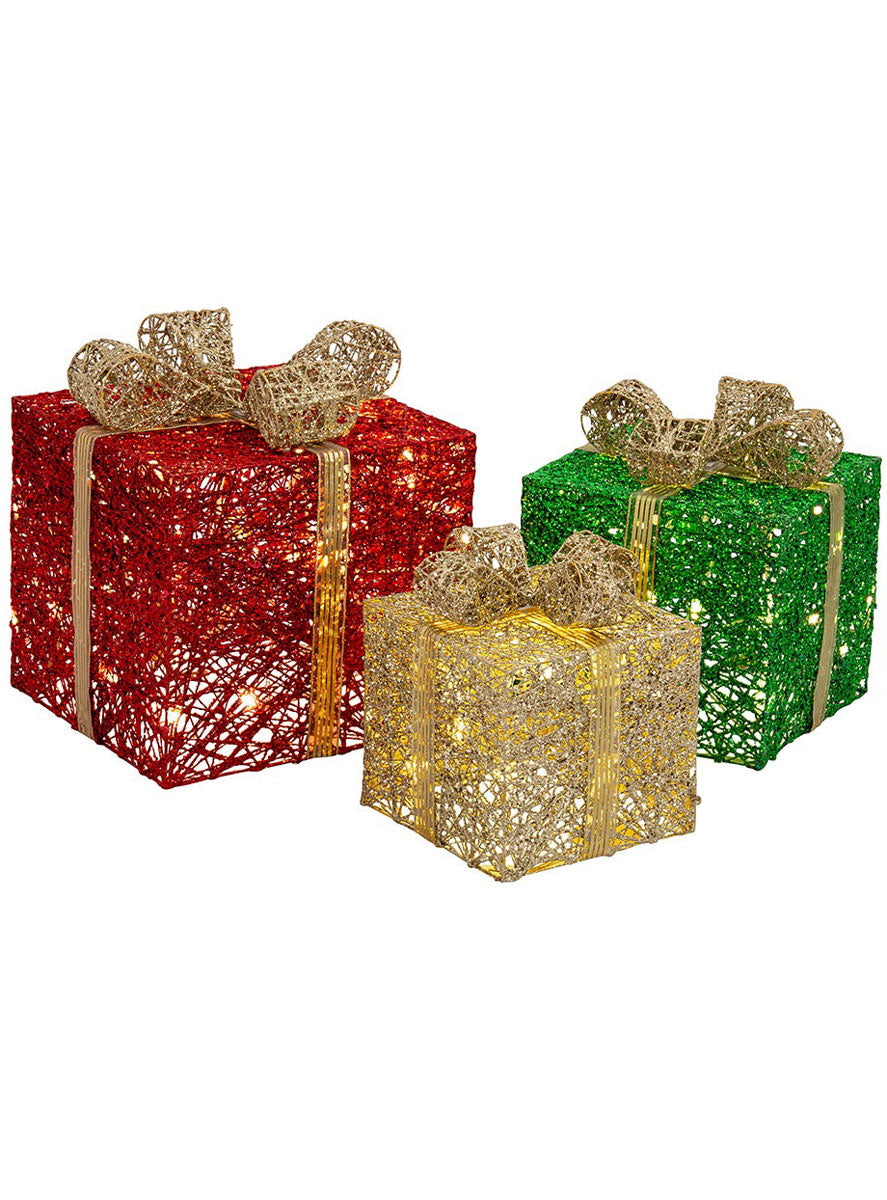 Jumbo Presents 3 Piece Glitter Christmas Decoration - Main Image 1
