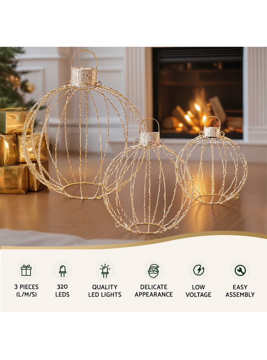 Light Up Christmas Ball Decoration Set 3 Piece - Information Image 1
