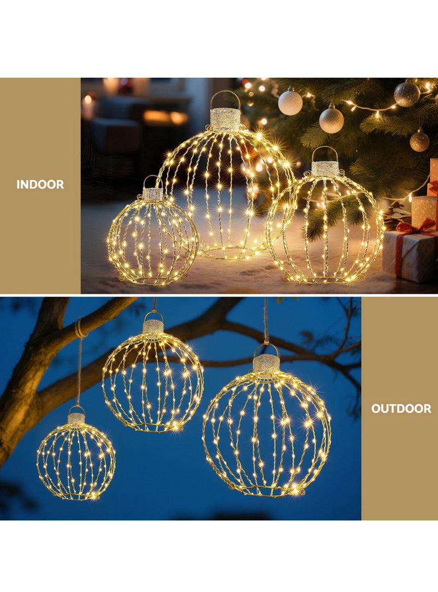 Light Up Christmas Ball Decoration Set 3 Piece - Information Image 2