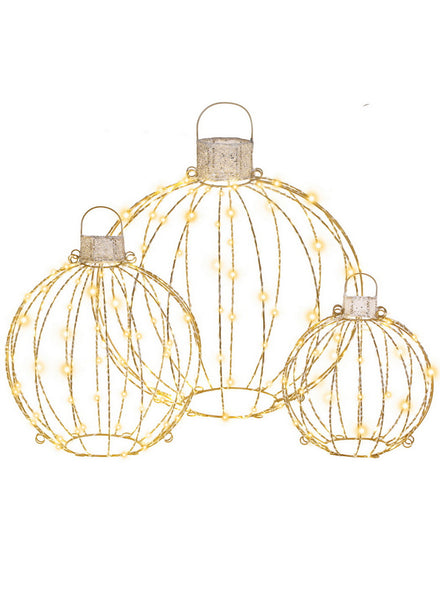 Light Up Christmas Ball Decoration Set 3 Piece - Main Image