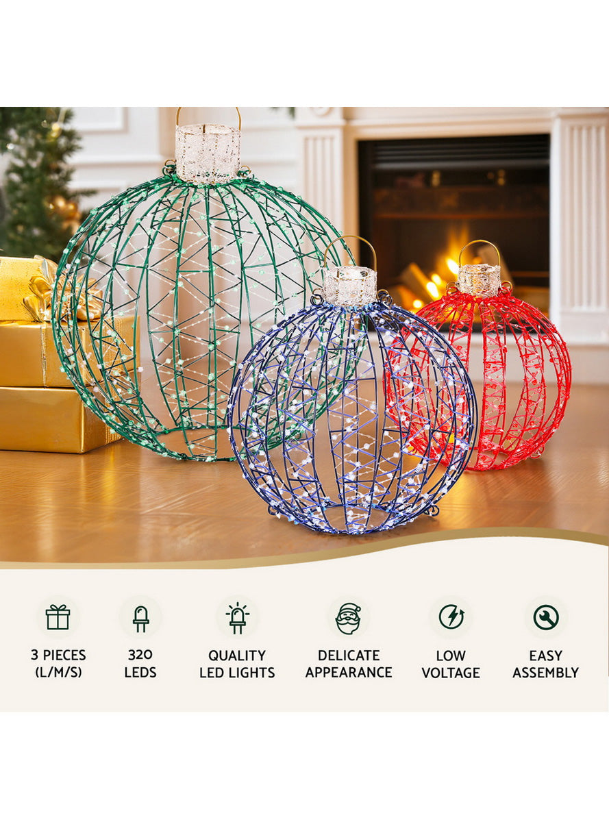 Light Up Christmas Balls Decoration Set 3 Piece - Information Image 1