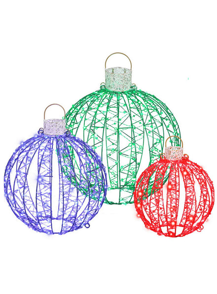 Light Up Christmas Balls Decoration Set 3 Piece - Main Image