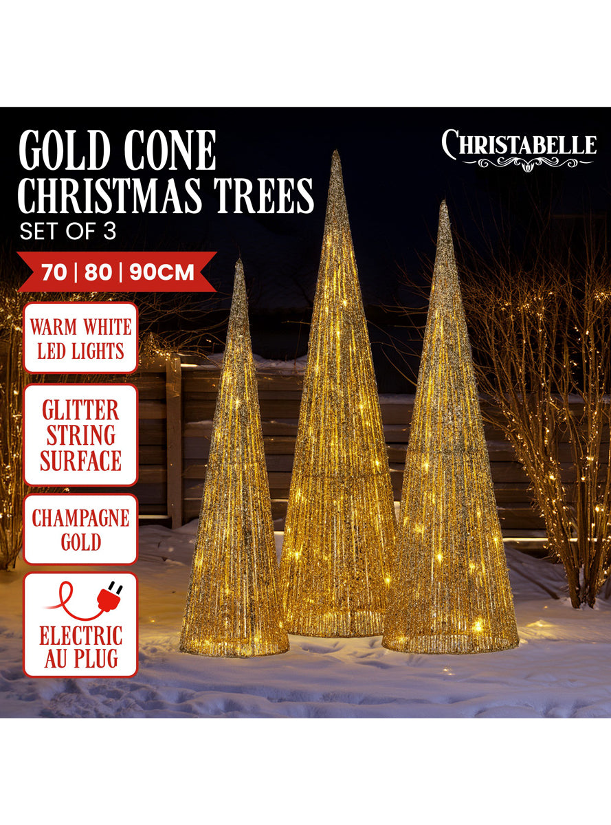 Light Up Christmas Trees Decoration 3 Piece - Info Image 1