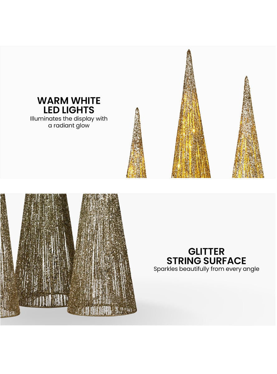 Light Up Christmas Trees Decoration 3 Piece - Info Image 2