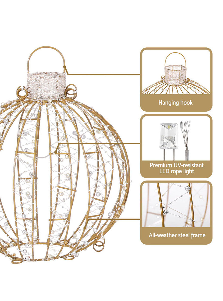Warm White Golden Christmas Ball Decoration Set 3 Piece - Information Image 3