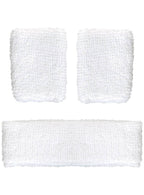 Image of Sporty White Wrist and Head Sweatbands Set