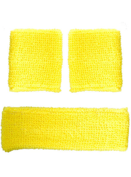 Image of Sporty Yellow Wrist and Head Sweatbands Set