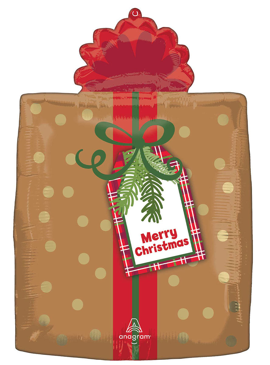 30Cm X 45Cm Self Sealing Merry Christmas Plaid Present Foil Balloon - Main Image