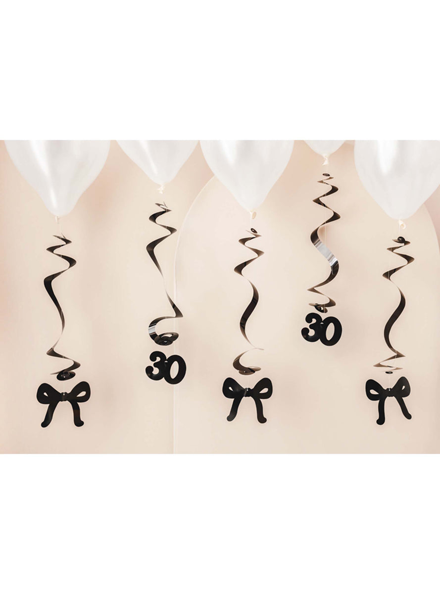 30th Birthday 5 Pack 50cm Black Swirls With Bows — Lifestyle Image