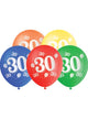 Image of 30th Birthday Assorted Colours 10 Pack 30cm Latex Balloons