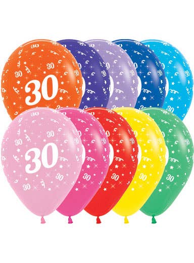 Image of 30th Birthday Fashion Colours 25 Pack Party Balloons
