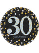 Image of 30th Birthday Black and Gold 8 Pack 23cm Paper Plates