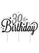 Image of 30th Birthday Silver and Black Birthday Cake Candle