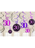 Image of 30th Birthday Pink and Black Hanging Spirals Decoration
