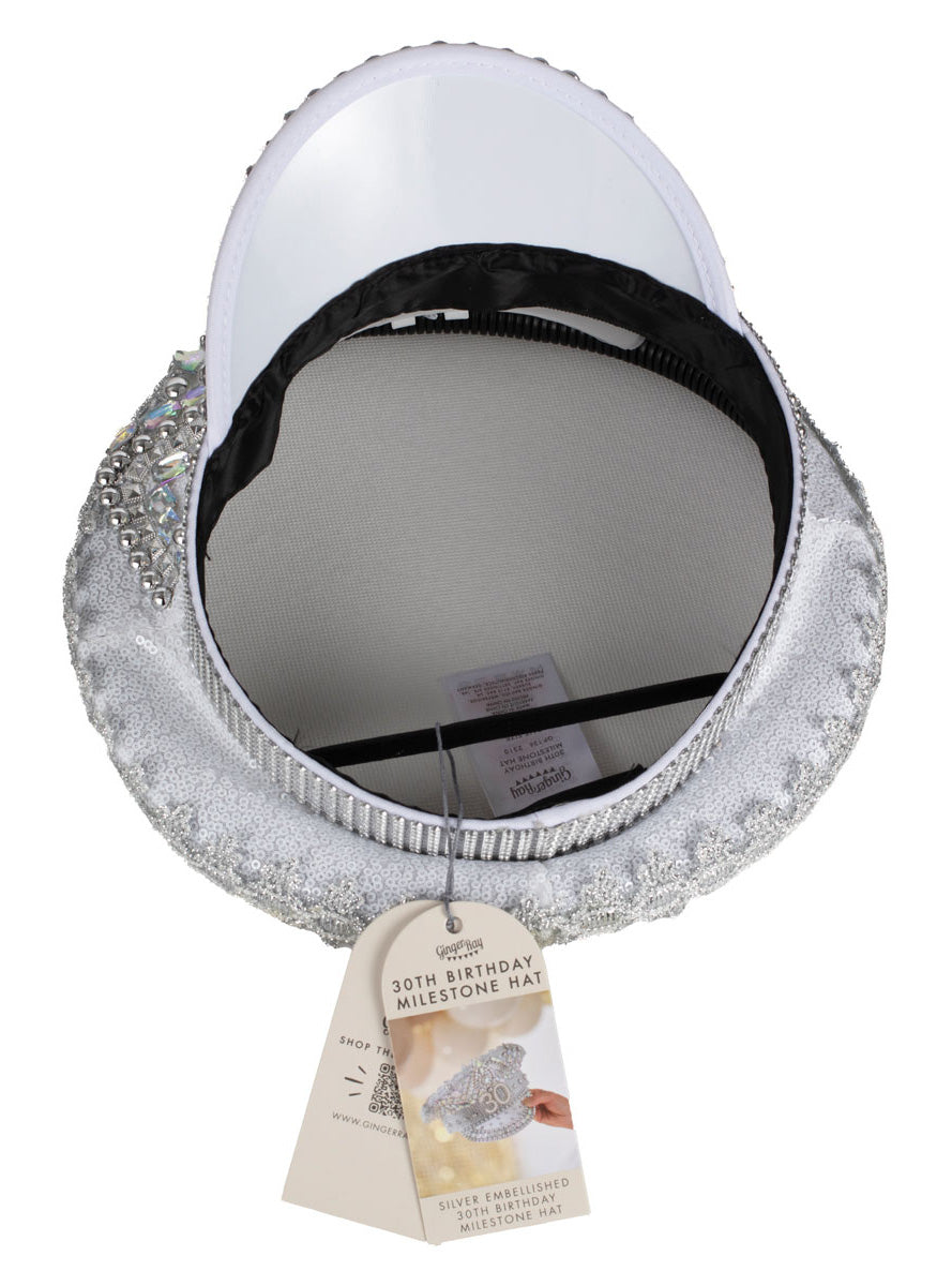 30th Birthday Silver Embellished Festival Hat – Alternative Image