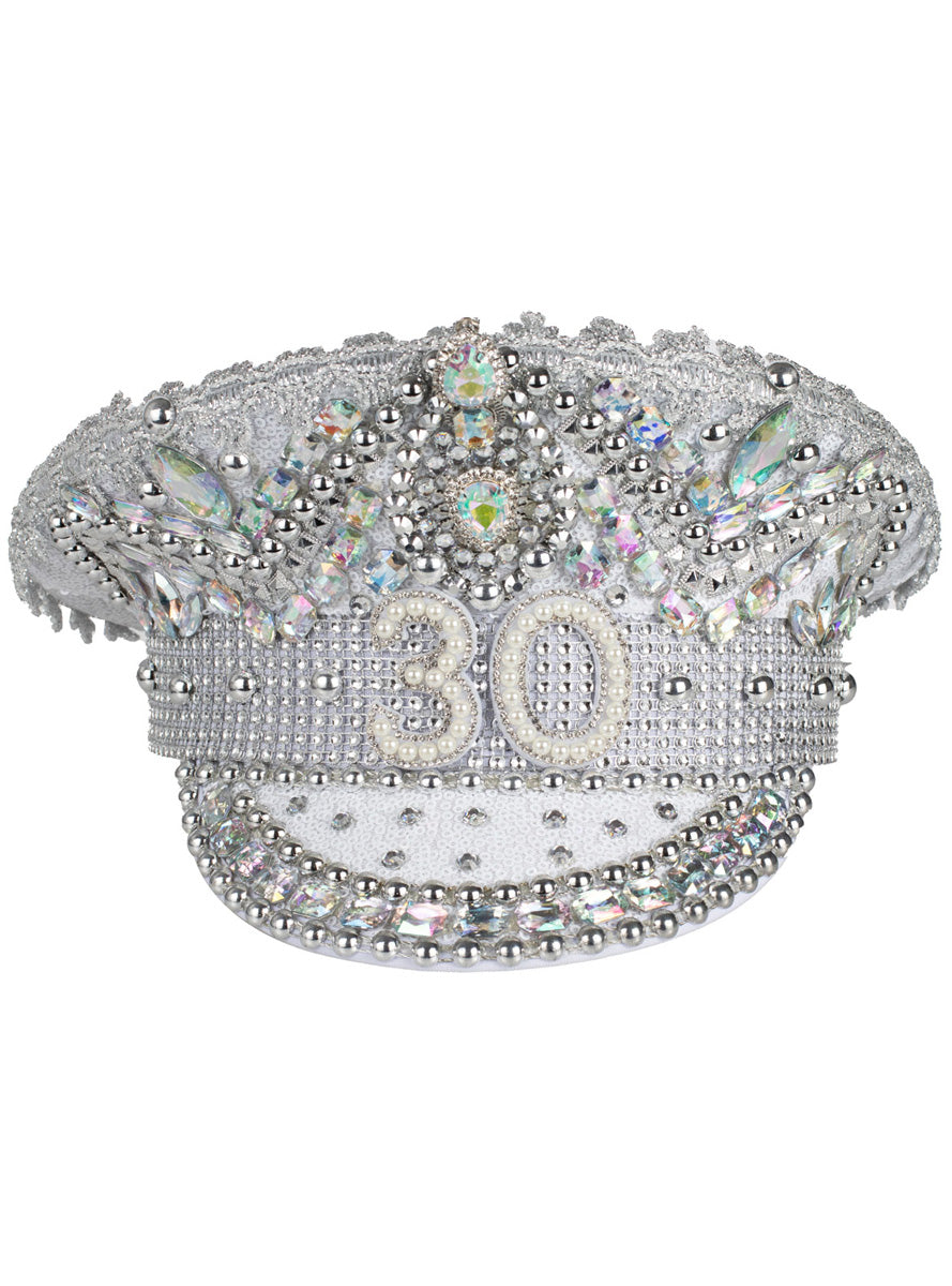 30th Birthday Silver Embellished Festival Hat – Main Image