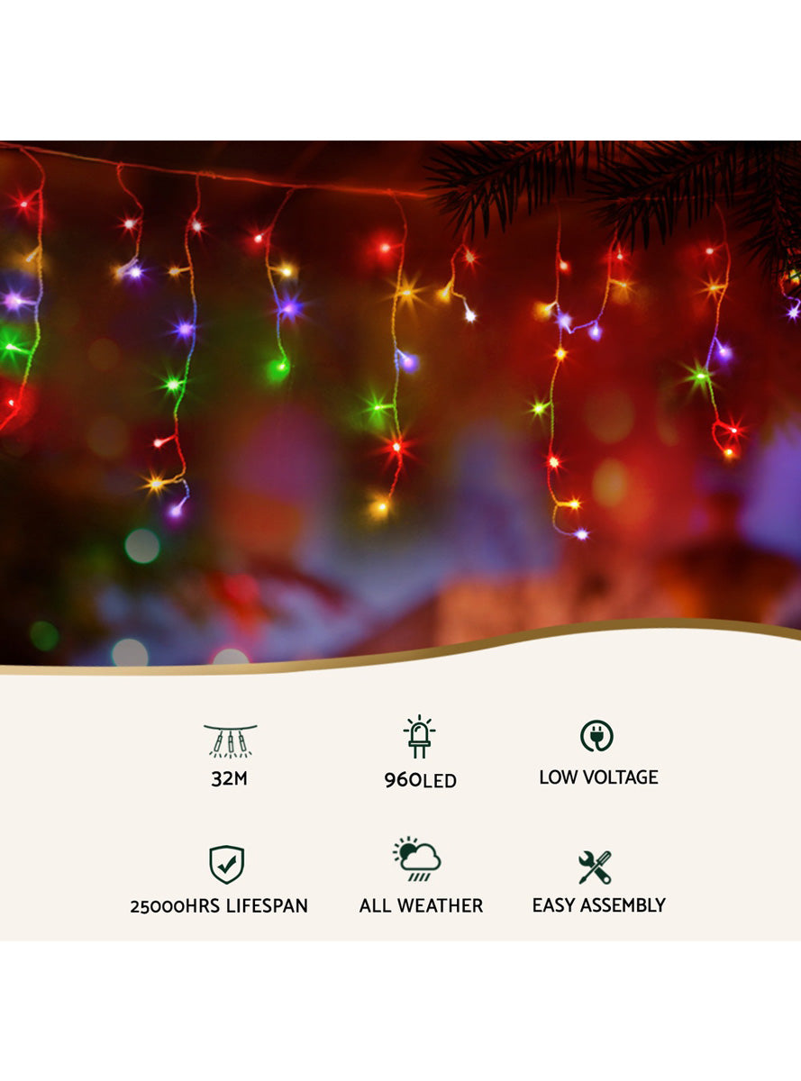Multicolour Icicle String Christmas Lights 32 Metre - Information Image 2