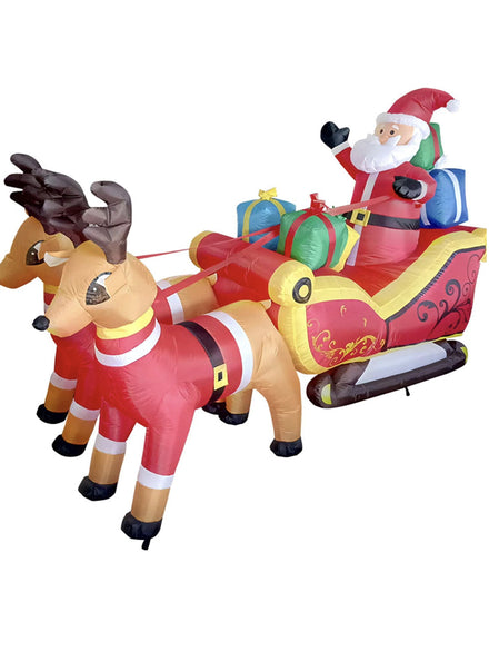 Santa Claus In Sleigh With Reindeer Inflatable Christmas Decoration 320cm - Main Image