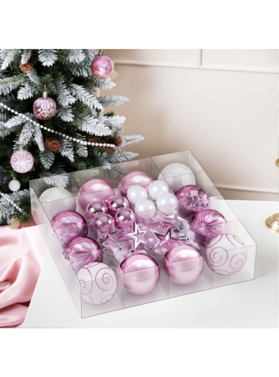 33 Piece Pink Christmas Baubles Pack - Alternate Image 2