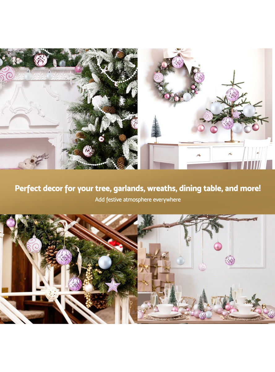 33 Piece Pink Christmas Baubles Pack - Info Image 1