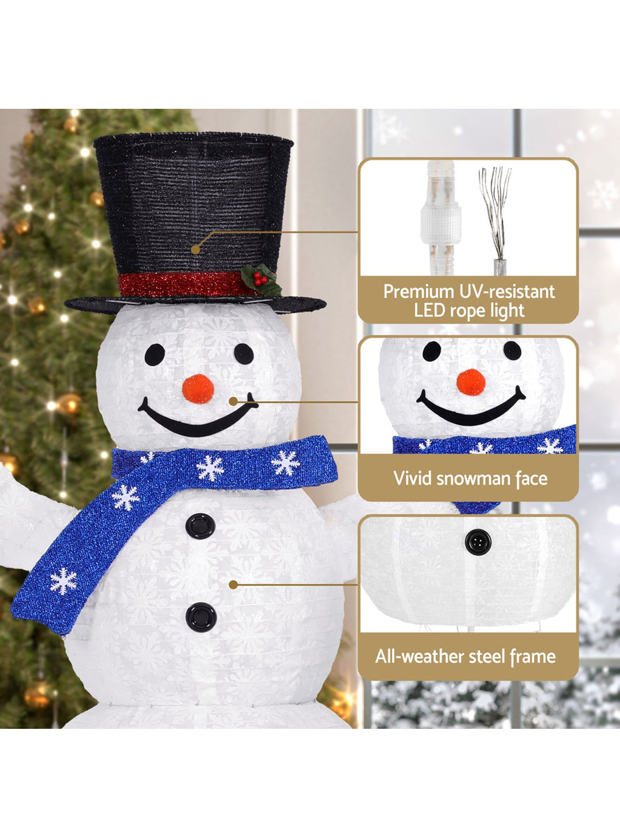 330 LED Fairy Light 3 Piece Snowman Christmas Decorations - Close Details Image