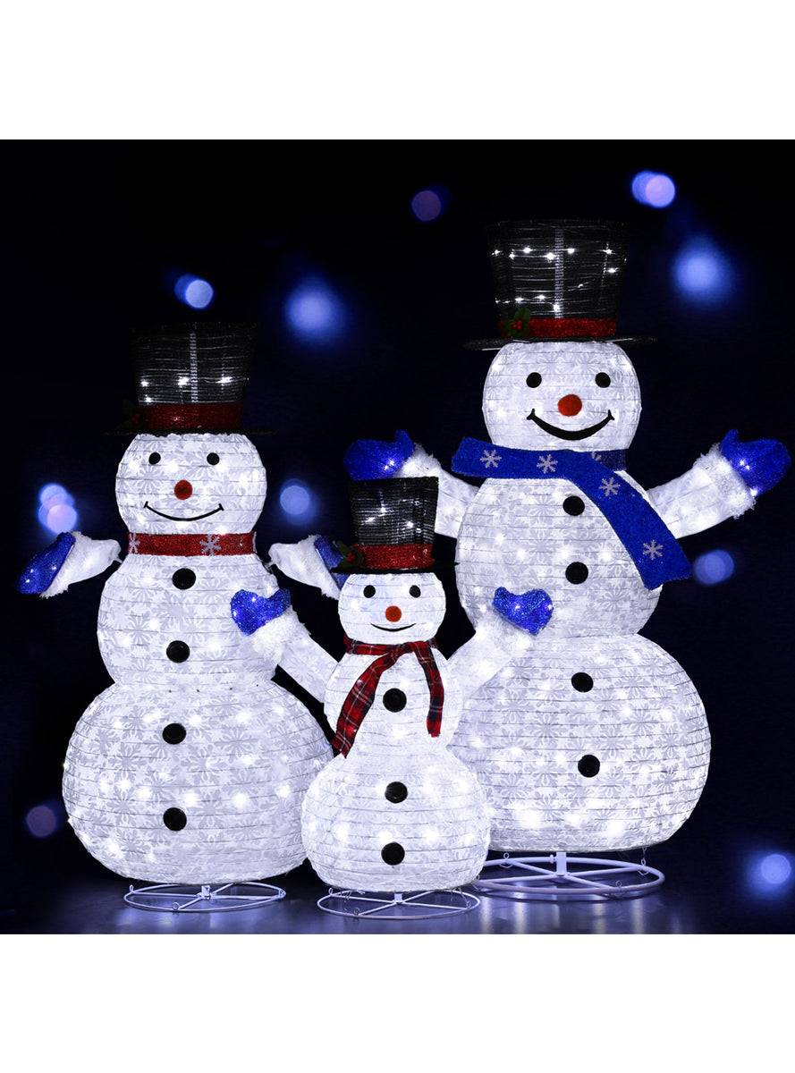 330 LED Fairy Light 3 Piece Snowman Christmas Decorations - Lifestyle Image