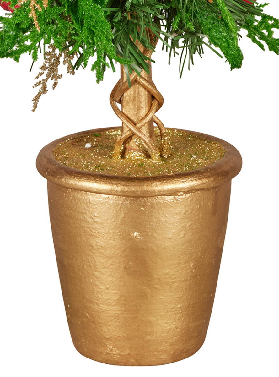 Red Berry And Bauble Decorated Tabletop Topiary Tree Christmas Decoration 36cm - Close Image 2