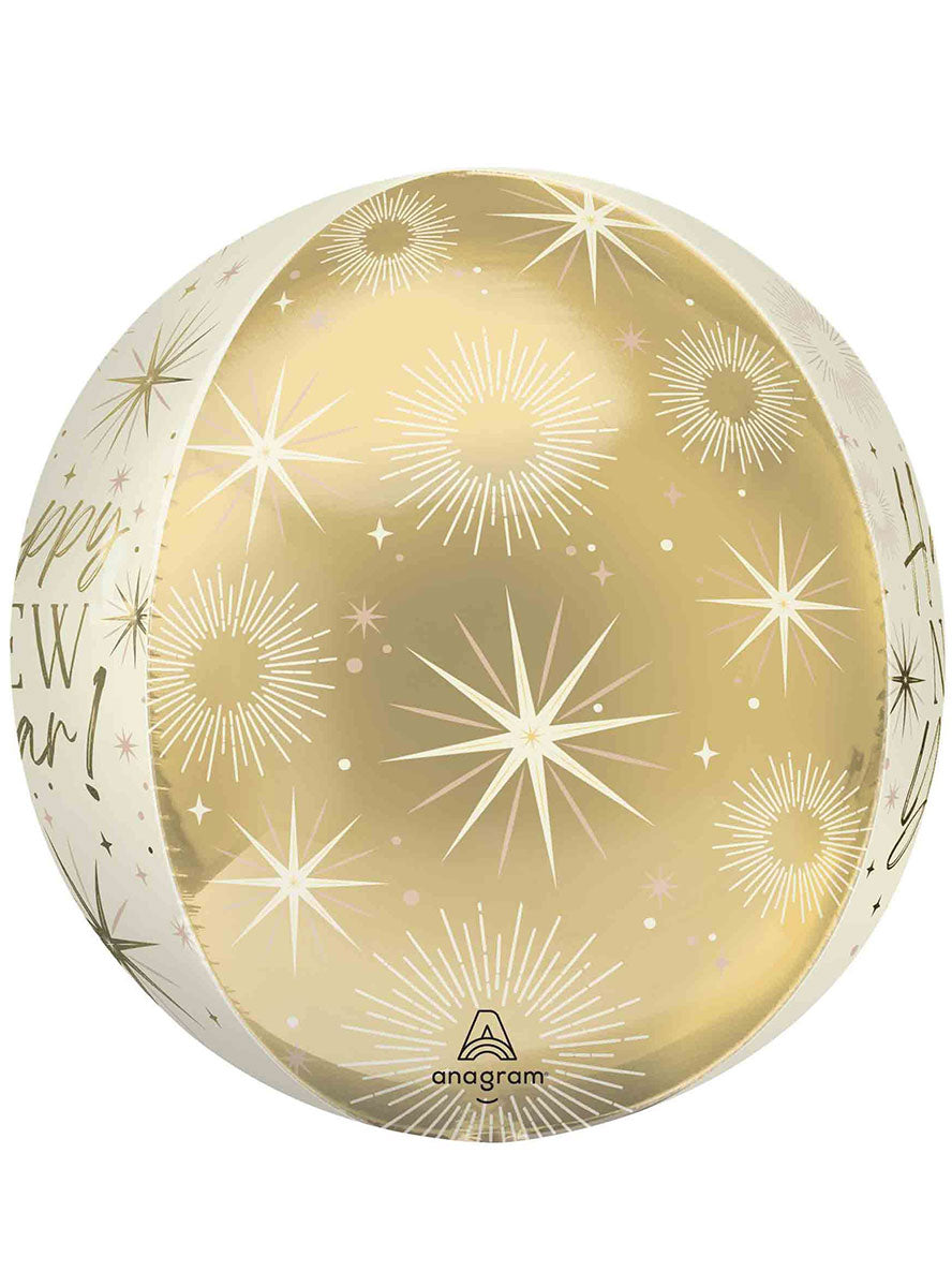 38Cm X 40Cm Golden Soiree Happy New Year Orb Balloon - Back Image