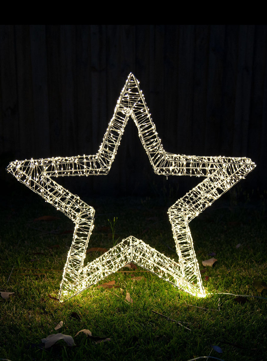 3D Warm White Star Christmas Light Decoration Medium Size - Main Image