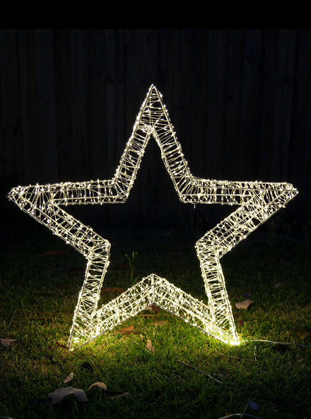 3D Warm White Star Christmas Light Decoration Medium Size - Main Image
