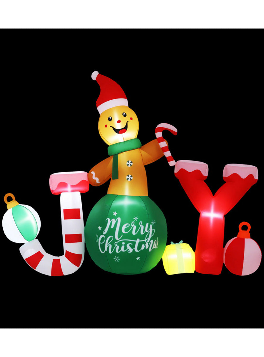 Jingle Jollys Light Up Inflatable Gingerbread Man Outdoor Christmas Decoration 3m - Black Background Image