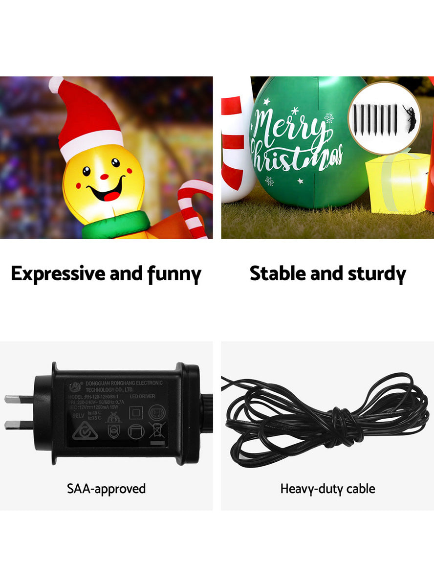 Jingle Jollys Light Up Inflatable Gingerbread Man Outdoor Christmas Decoration 3m - Cable Details Image