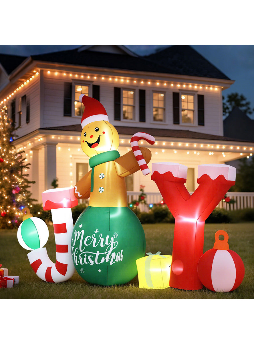 Jingle Jollys Light Up Inflatable Gingerbread Man Outdoor Christmas Decoration 3m - Lifestyle Image