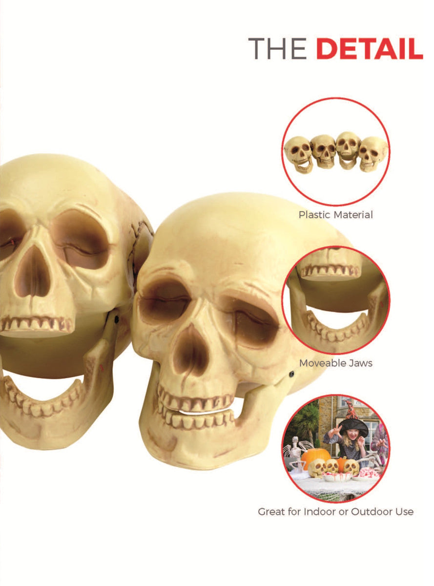 Halloween 16cm Skull Decorations Pack of 4 - Detail Image