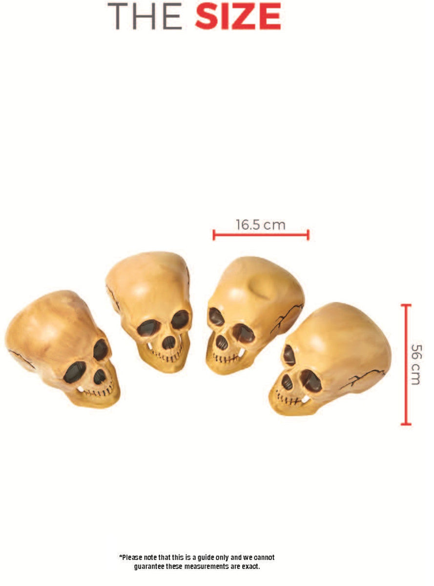 Halloween 16cm Skull Decorations Pack of 4 - Size Image