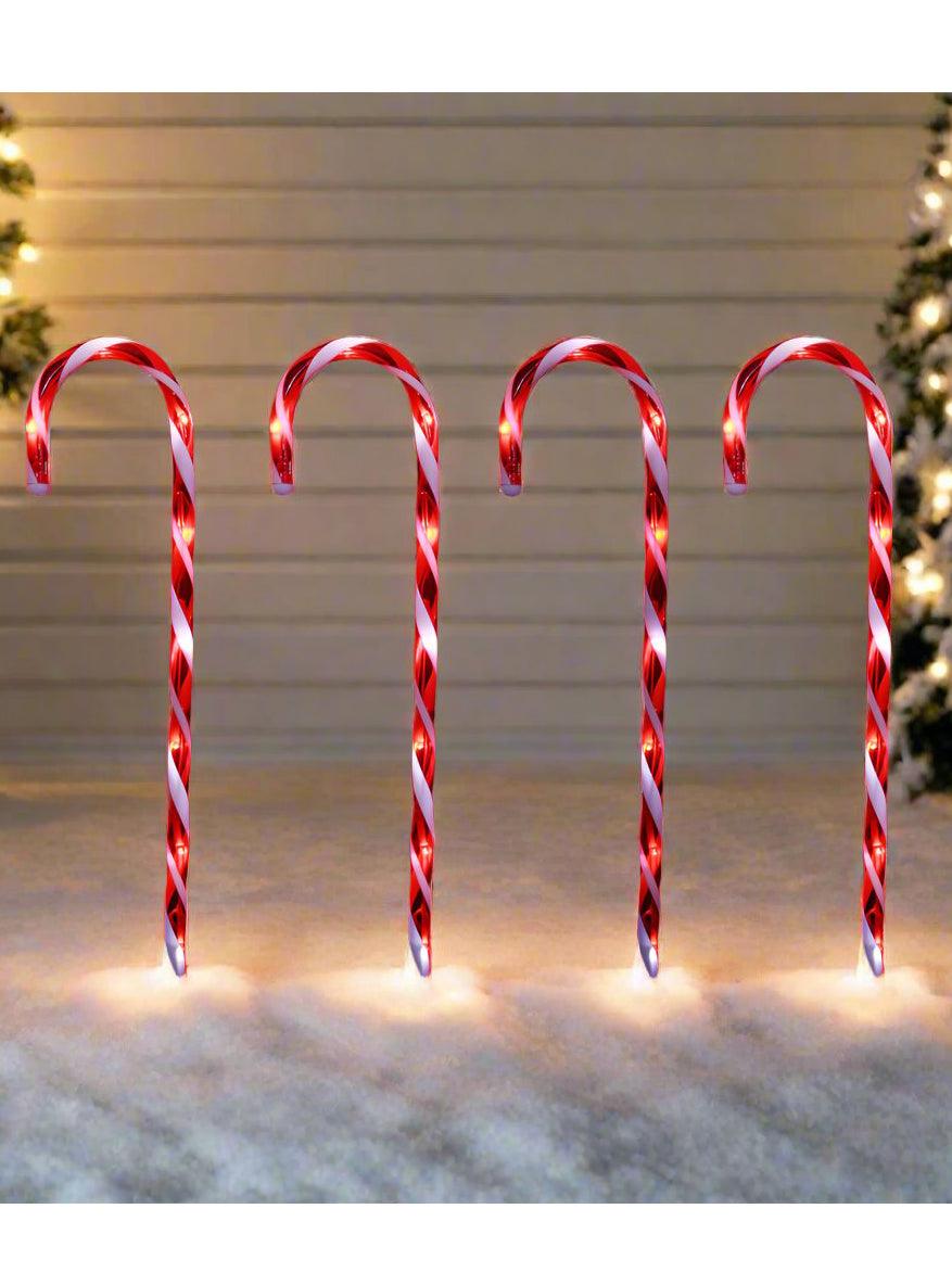 Battery Operated Candy Cane Garden Lights 4 Pack - Main Image